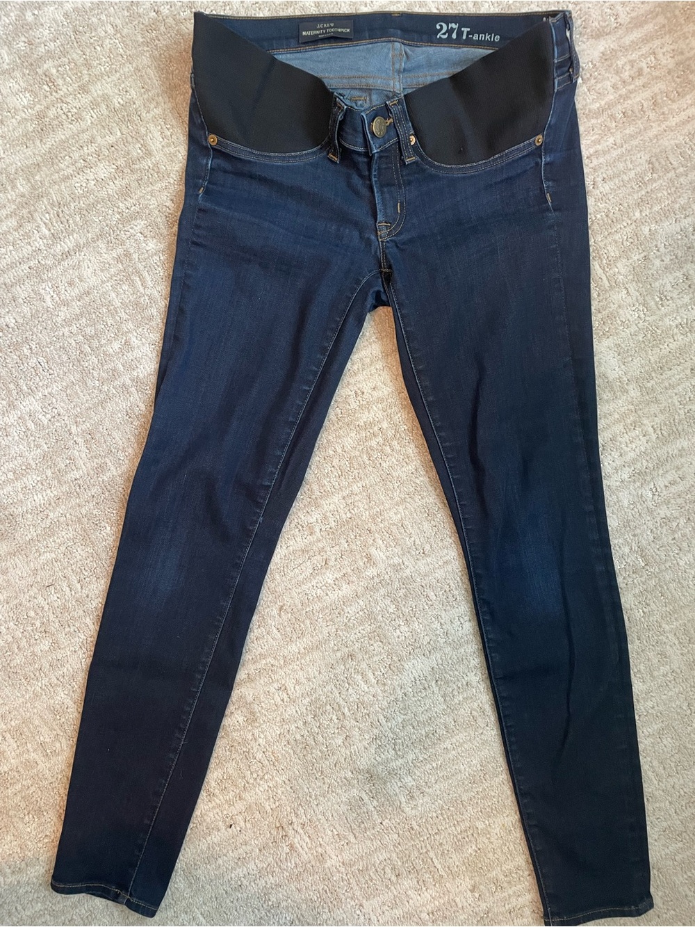 J.Crew Dark Blue Maternity Toothpick T-ankle Jeans Size 27 Stretch Panels